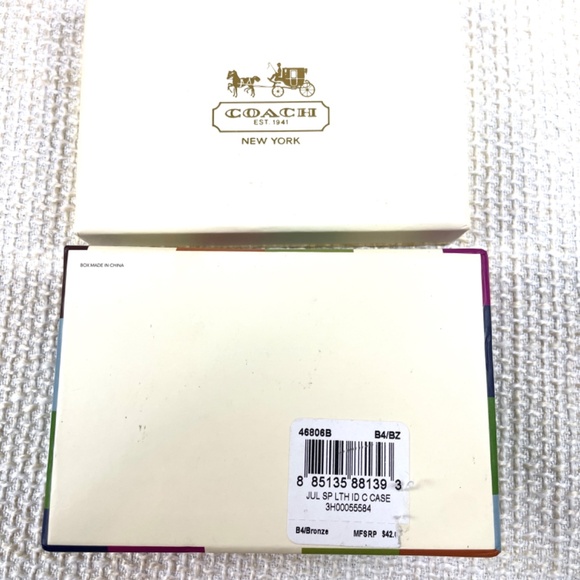 Coach Small Card Case in Metallic Gold Leather New In Box - Picture 9 of 15
